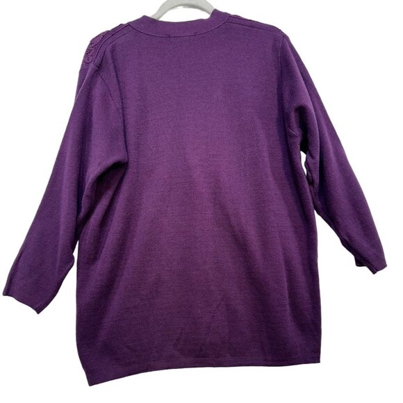 Adolfo Collectibles Womens Embroidered Cardigan Sweater M Purple Cottagecore - Picture 7 of 9